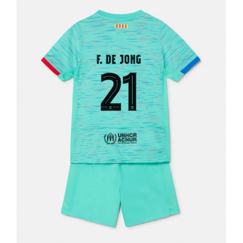 Dětský Fotbalový dres Barcelona Frenkie de Jong #21 2023-24 Třetí Krátký Rukáv (+ trenýrky)
